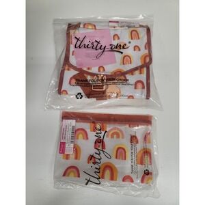 Thirty-One Fold Over Lunch Bag AM31 Boho Rainbows Plus Reusable Snack Bag Medium